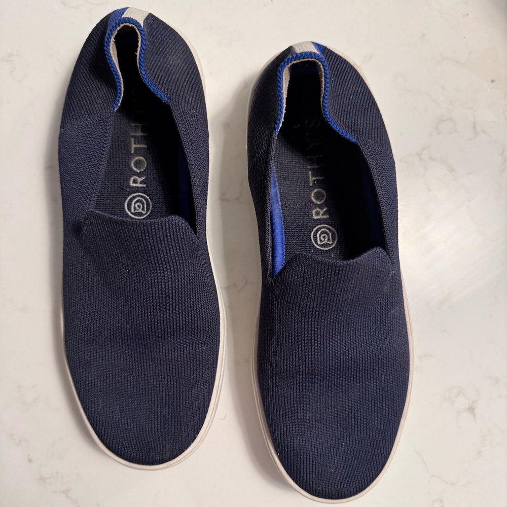 Rothy's Casual The Slip On Sneakers Comfort Knit Shoes Navy Blue Size 5.5